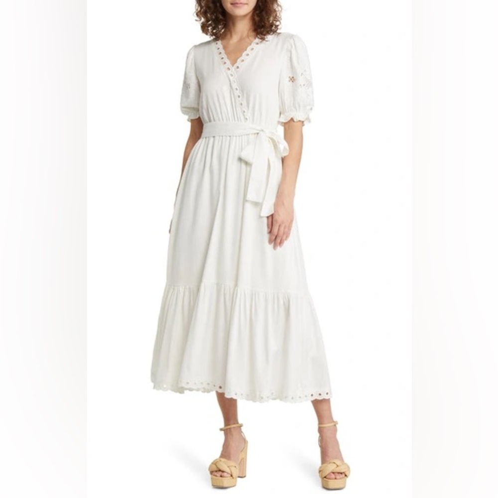 Moon River puff sleeve white dress
